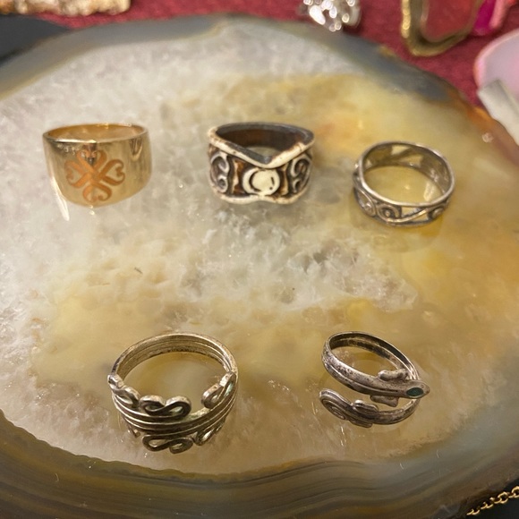 Vintage Jewelry - $5 each in live.  5 southwestern rings Var colors & sizes price is for each ring